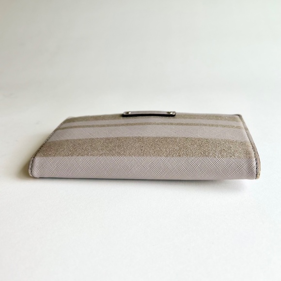 Kate Spade Grey Gold Crossgrain Leather Wallet - Picture 2 of 13